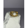 925 STERLING SILVER GOLD PLATED PEARL RING SIZE ADJUSTABLE
