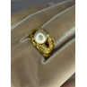 925 STERLING SILVER GOLD PLATED PEARL RING SIZE ADJUSTABLE