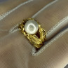925 Sterling Silver Gold Plated Pearl Ring Size Adjustable