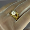925 Sterling Silver Gold Plated Pearl Ring Size Adjustable