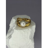 925 STERLING SILVER GOLD PLATED PEARL RING SIZE ADJUSTABLE