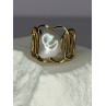 925 STERLING SILVER GOLD PLATED PEARL RING SIZE ADJUSTABLE