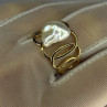 925 Sterling Silver Gold Plated Pearl  Ring Size Adjustable