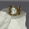 925 Sterling Silver Gold Plated Pearl  Ring Size Adjustable