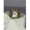 925 STERLING SILVER GOLD PLATED PEARL RING SIZE ADJUSTABLE