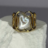 925 Sterling Silver Gold Plated Pearl  Ring Size Adjustable