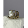 925 STERLING SILVER GOLD PLATED PEARL RING SIZE ADJUSTABLE
