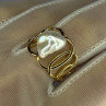 925 Sterling Silver Gold Plated Pearl  Ring Size Adjustable