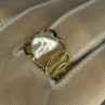 925 Sterling Silver Gold Plated Pearl  Ring Size Adjustable