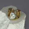 925 Sterling Silver Gold Plated Pearl  Ring Size Adjustable