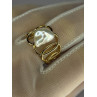 925 STERLING SILVER GOLD PLATED PEARL RING SIZE ADJUSTABLE