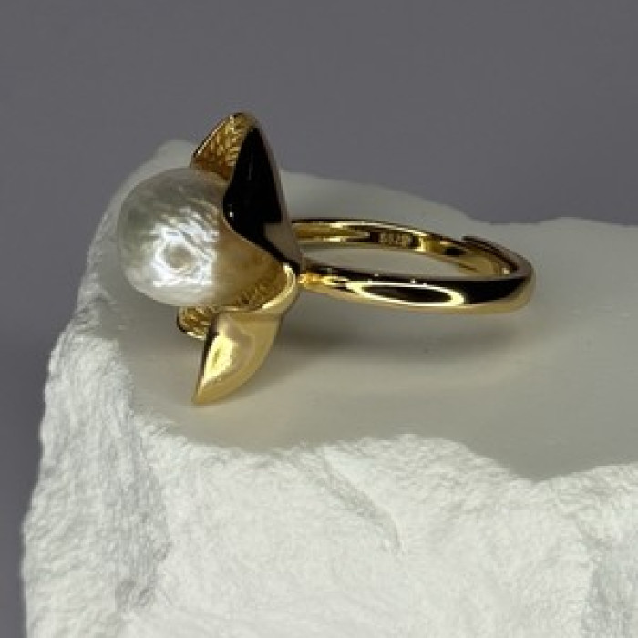 925 Sterling Silver  Gold Plated Pearl  