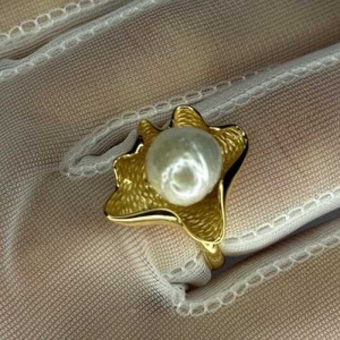 925 Sterling Silver  Gold Plated Pearl  