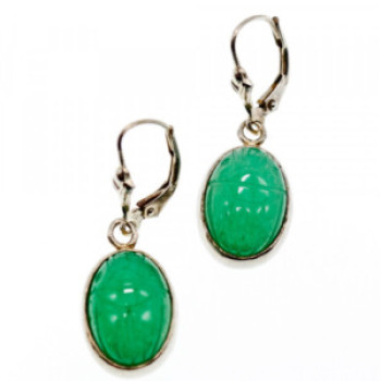 925 Sterling Silver Green Nephrite Earrings