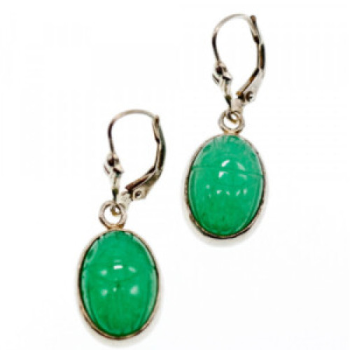 925 Sterling Silver Green Nephrite Earrings