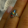 Colorful Native American 925 Sterling Silver Multi Gemstone Ring Size 5
