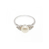 925 Sterling Silver Pearl & CZ Ring Size 7