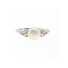 925 Sterling Silver Pearl & CZ Ring Size 7