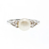 925 Sterling Silver Pearl & CZ Ring Size 7