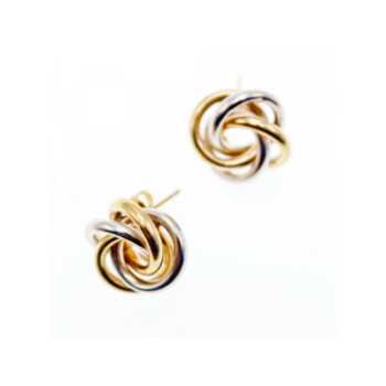 14K WHITE & YELLOW GOLD EARRINGS