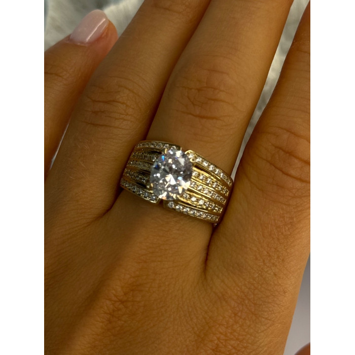 Beautiful 925 Sterling Silver Gold Plated CZ Ring Size 9