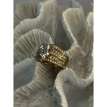 Beautiful 925 Sterling Silver Gold Plated CZ Ring Size 9