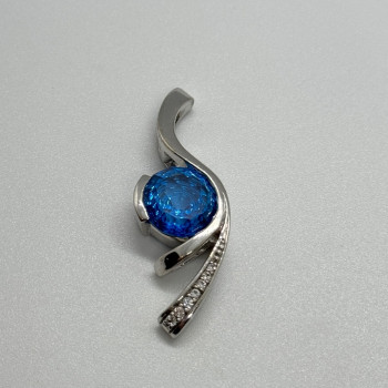 925 Sterling Silver CZ Pendant Lenght 45 mm