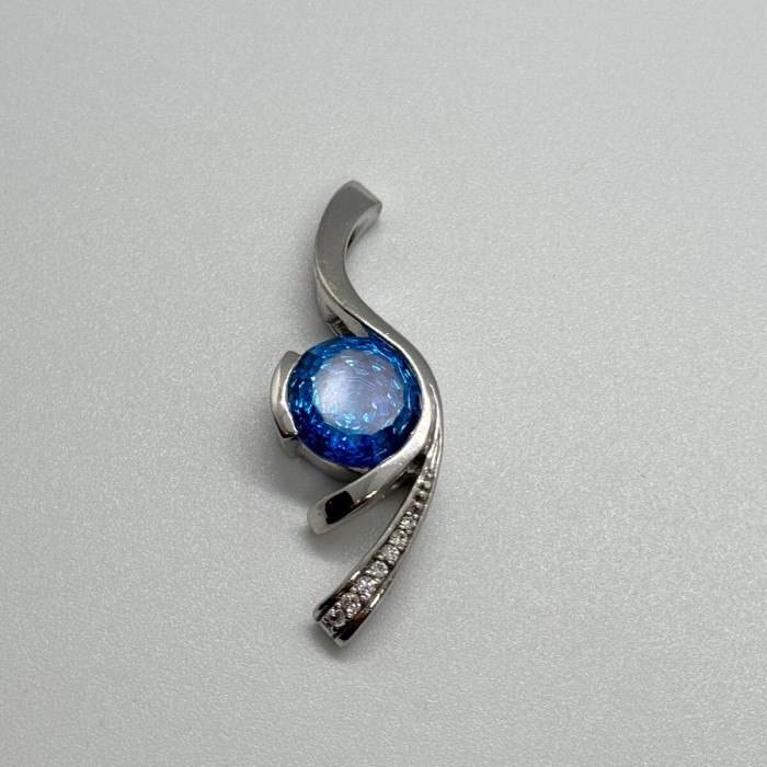 925 Sterling Silver CZ Pendant Lenght 45 mm