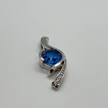925 Sterling Silver CZ Pendant Lenght 45 mm