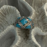 925 Sterling Silver Turquoise & CZ Ring Size 6