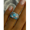 925 Sterling Silver Turquoise & CZ Ring Size 6