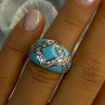 925 Sterling Silver Turquoise & CZ Ring Size 6