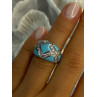 925 Sterling Silver Turquoise & CZ Ring Size 6