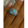 925 Sterling Silver Turquoise & CZ Ring Size 6