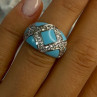 925 Sterling Silver Turquoise & CZ Ring Size 6