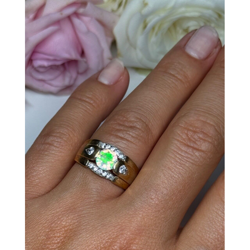 925 Sterling Silver Gold Plated CZ Ring Size 7