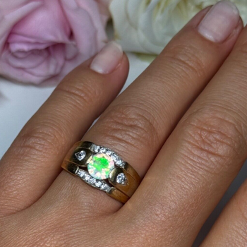 925 Sterling Silver Gold Plated CZ Ring Size 7