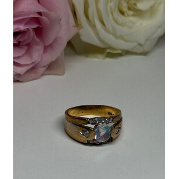 925 Sterling Silver Gold Plated CZ Ring Size 7