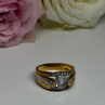 925 Sterling Silver Gold Plated CZ Ring Size 7