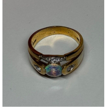 925 Sterling Silver Gold Plated CZ Ring Size 7