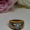925 Sterling Silver Gold Plated CZ Ring Size 7