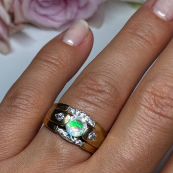925 Sterling Silver Gold Plated CZ Ring Size 7