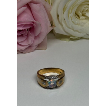 925 Sterling Silver Gold Plated CZ Ring Size 7