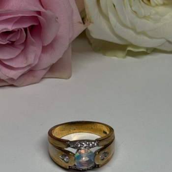 925 Sterling Silver Gold Plated CZ Ring Size 7