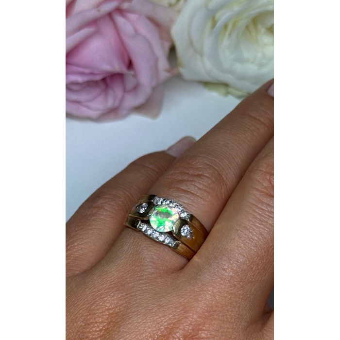 925 Sterling Silver Gold Plated CZ Ring Size 7