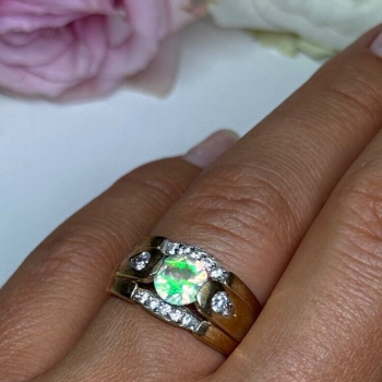 925 Sterling Silver Gold Plated CZ Ring Size 7