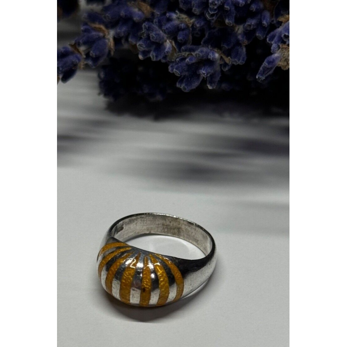 925 Sterling Silver Enamel Ring Size 6
