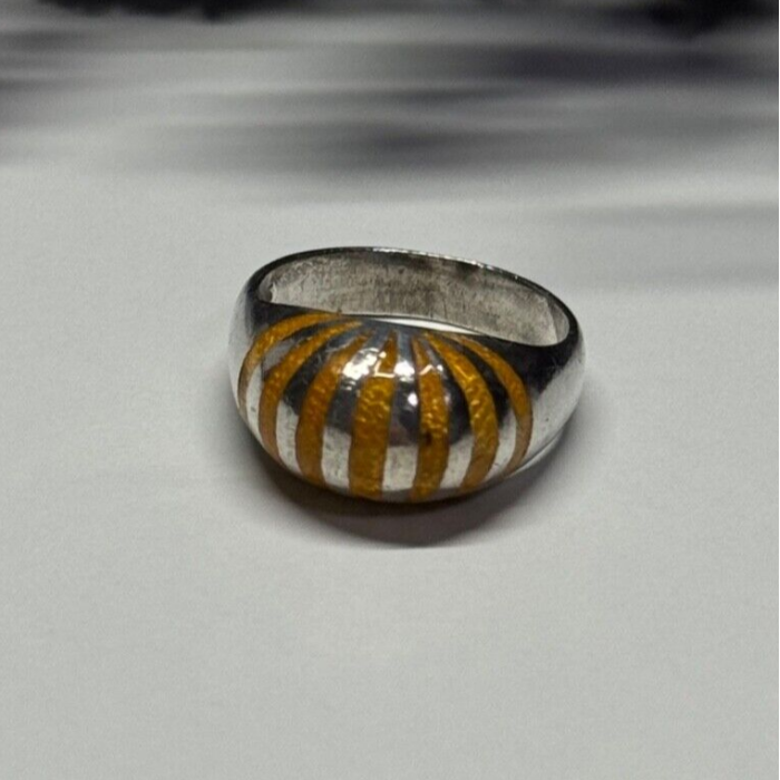 925 Sterling Silver Enamel Ring Size 6