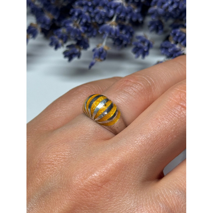 925 Sterling Silver Enamel Ring Size 6