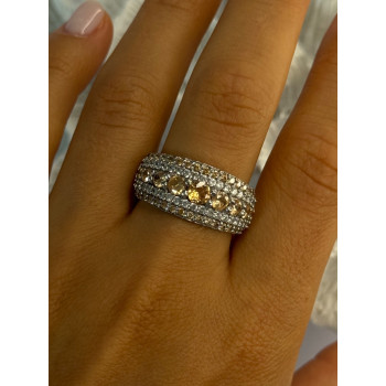 925 Sterling Silver Citrine & Beryl Ring Size 9.5